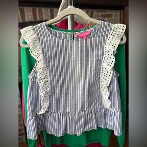 Lilly Striped Sleeveless Top with Lace Details